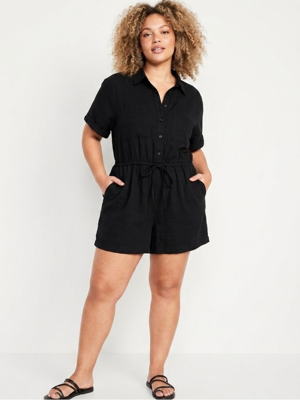 XXL Old Navy Waist-Defined Crinkle Gauze
Romper 100% Cotton